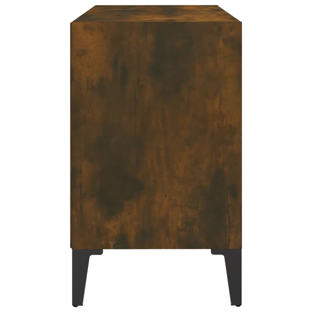 Tv-meubel met metalen poten 69,5x30x50 cm gerookt eikenkleurig