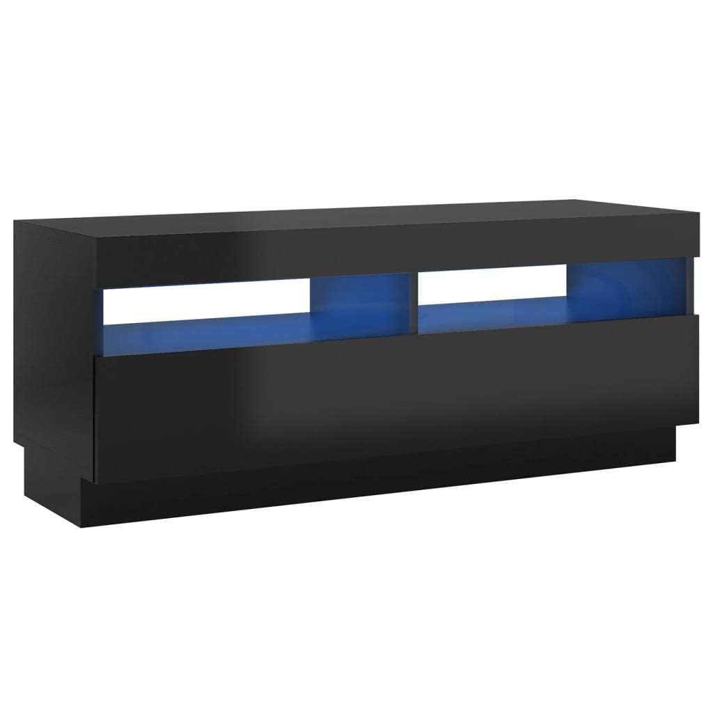 Tv-meubel met LED-verlichting 100x35x40 cm hoogglans zwart