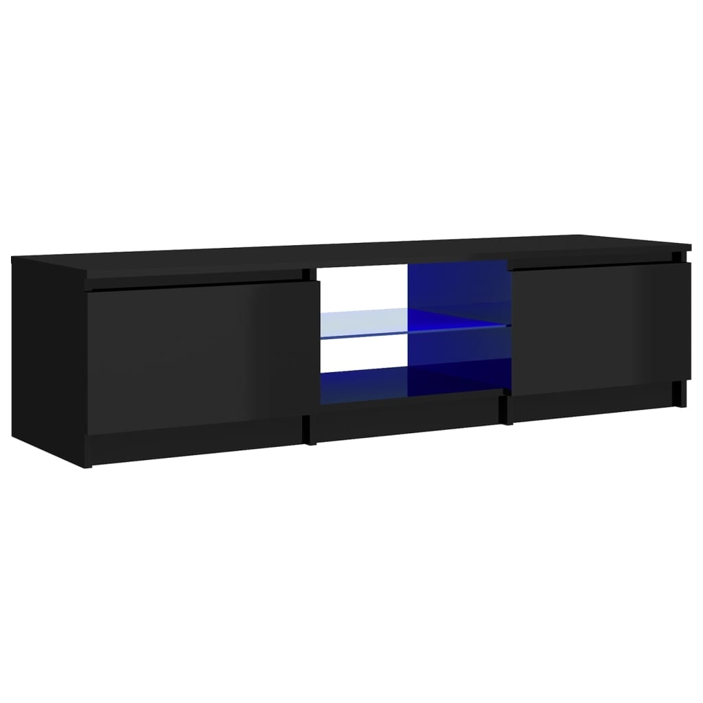 Tv-meubel met LED-verlichting 140x40x35,5 cm hoogglans zwart