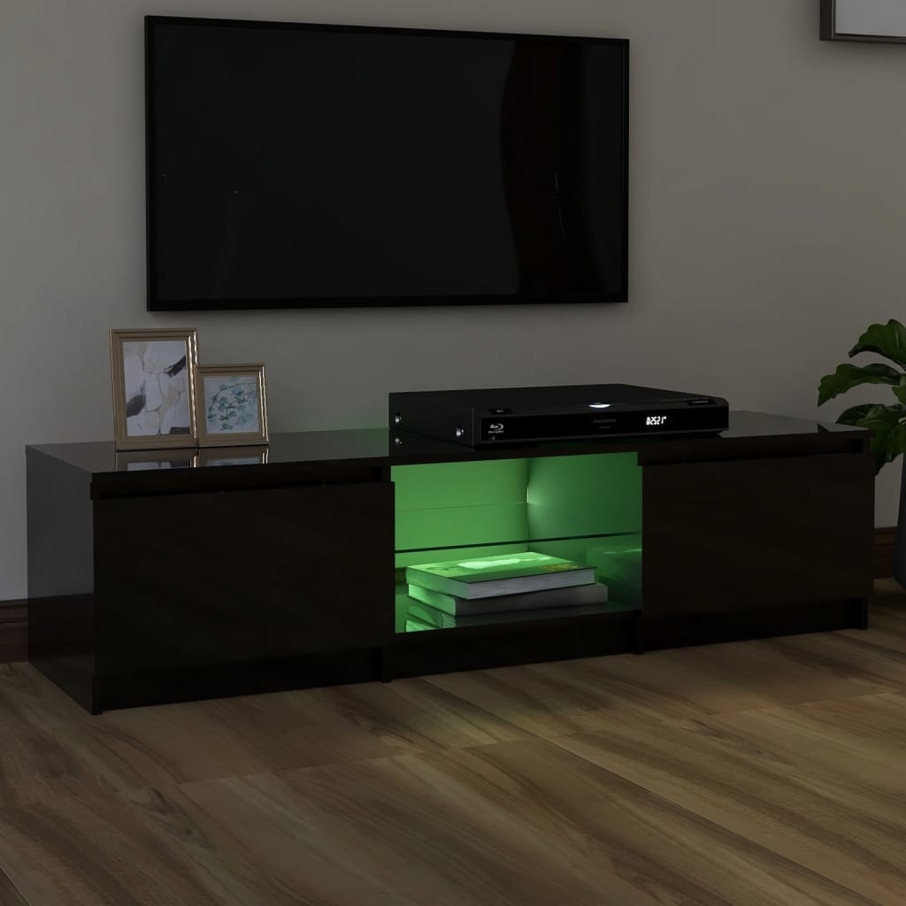 Tv-meubel met LED-verlichting 140x40x35,5 cm hoogglans zwart