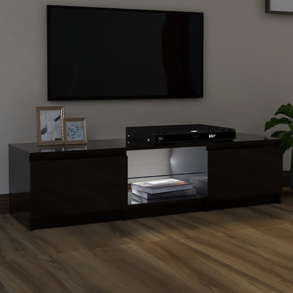 Tv-meubel met LED-verlichting 140x40x35,5 cm hoogglans zwart