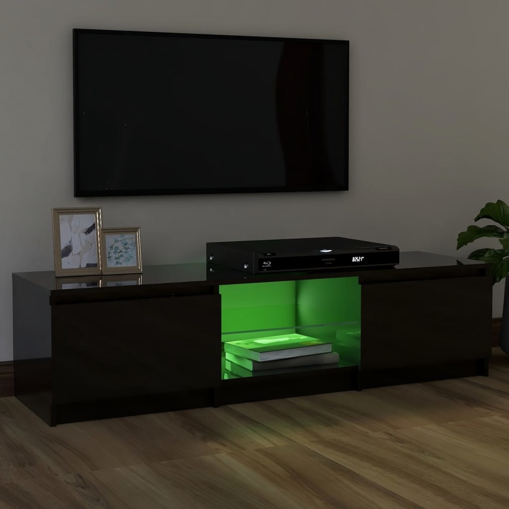 Tv-meubel met LED-verlichting 120x30x35,5 cm hoogglans zwart