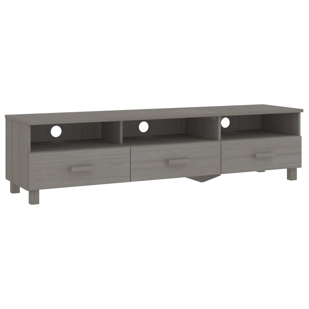 Tv-meubel HAMAR 158x40x40 cm massief grenenhout lichtgrijs