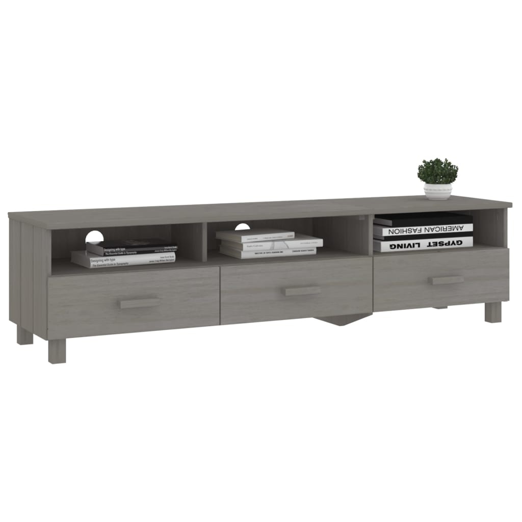 Tv-meubel HAMAR 158x40x40 cm massief grenenhout lichtgrijs