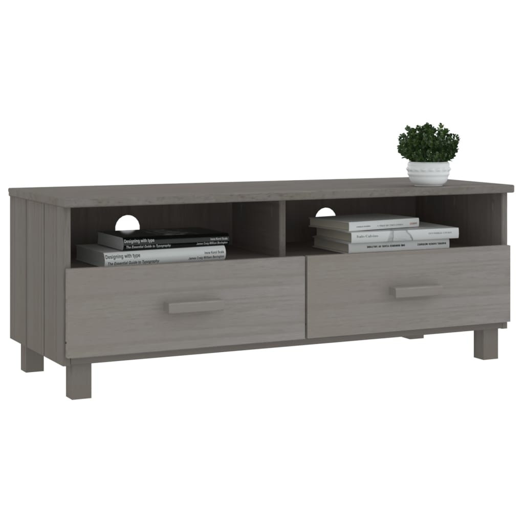 Tv-meubel HAMAR 106x40x40 cm massief grenenhout lichtgrijs