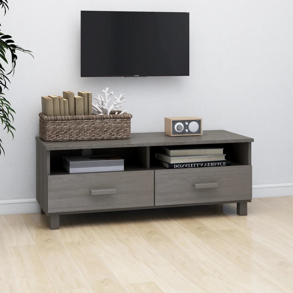 Tv-meubel HAMAR 106x40x40 cm massief grenenhout lichtgrijs
