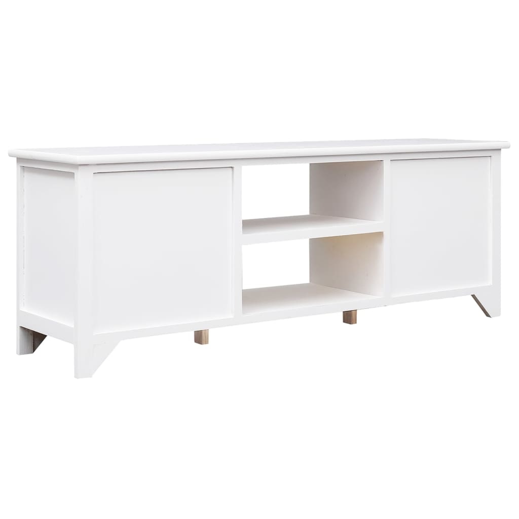 Tv-meubel 108x30x40 cm massief paulowniahout wit