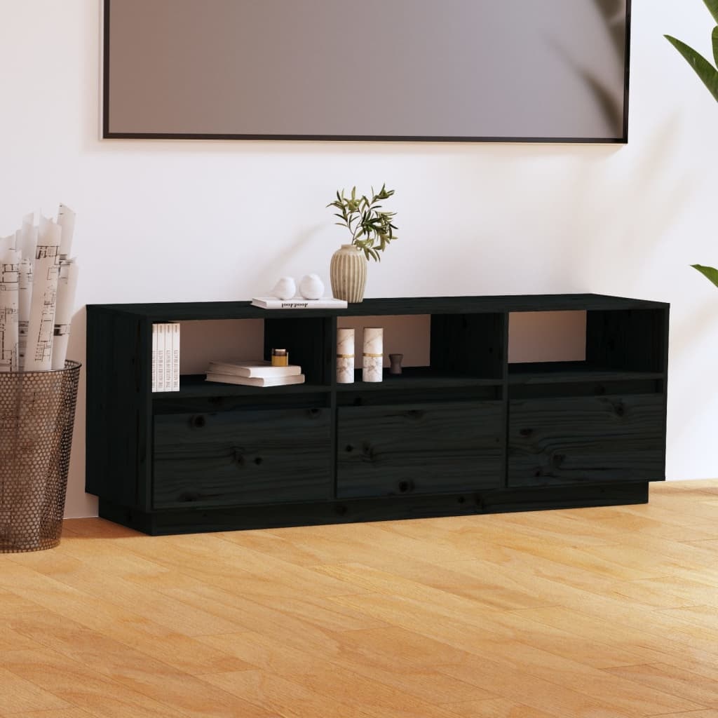 Tv-meubel 140x37x50 cm massief grenenhout zwart