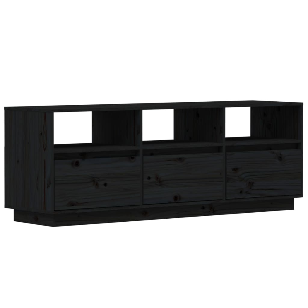 Tv-meubel 140x37x50 cm massief grenenhout zwart