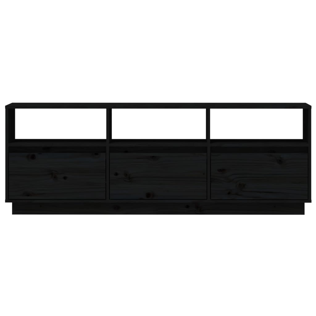 Tv-meubel 140x37x50 cm massief grenenhout zwart