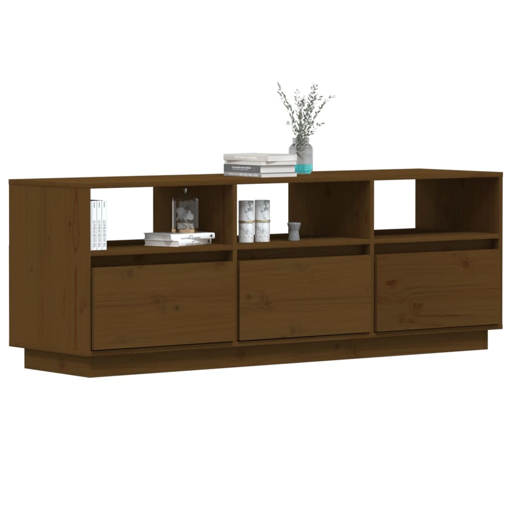Tv-meubel 140x37x50 cm massief grenenhout honingbruin