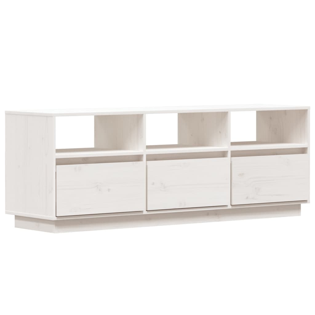 Tv-meubel 140x37x50 cm massief grenenhout wit