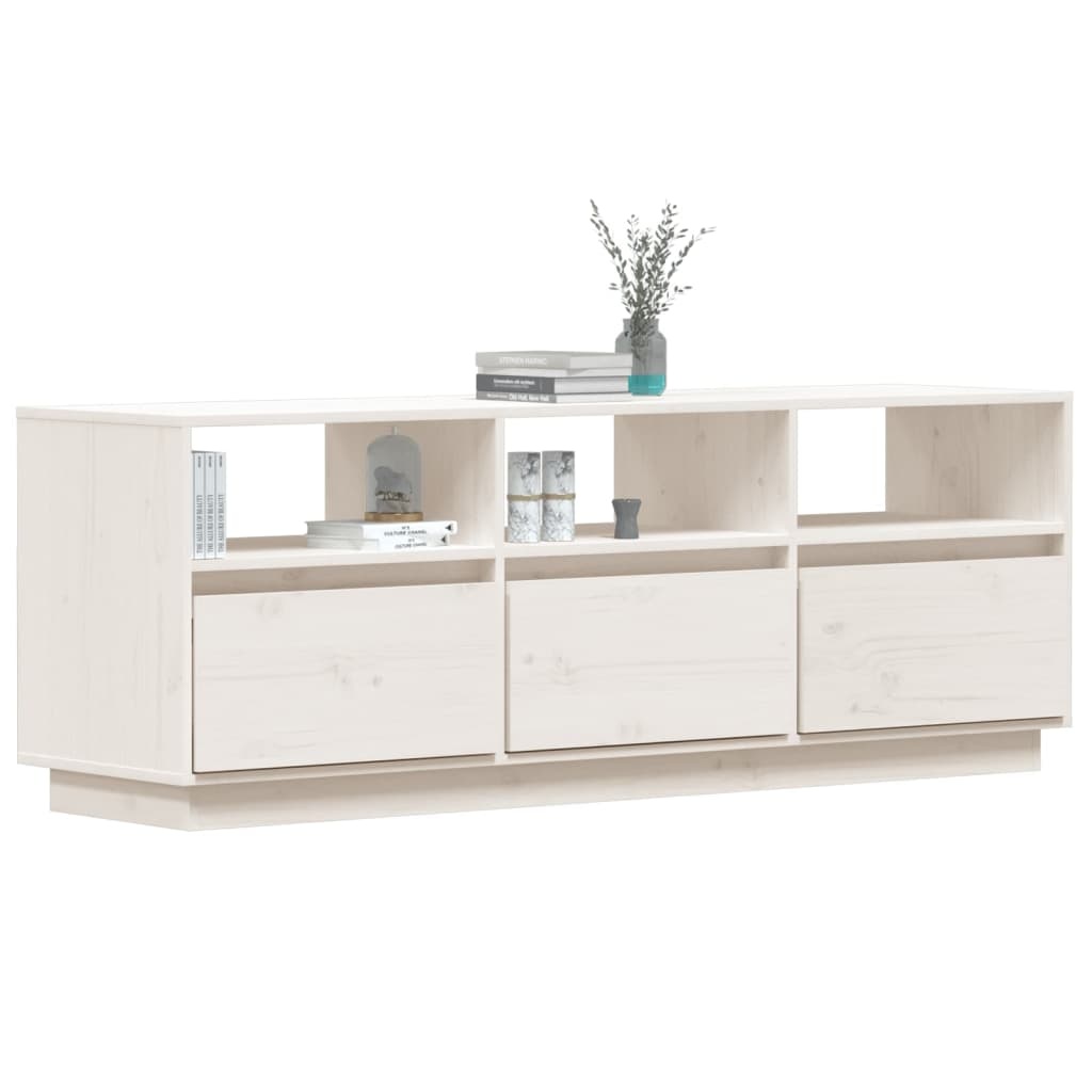 Tv-meubel 140x37x50 cm massief grenenhout wit