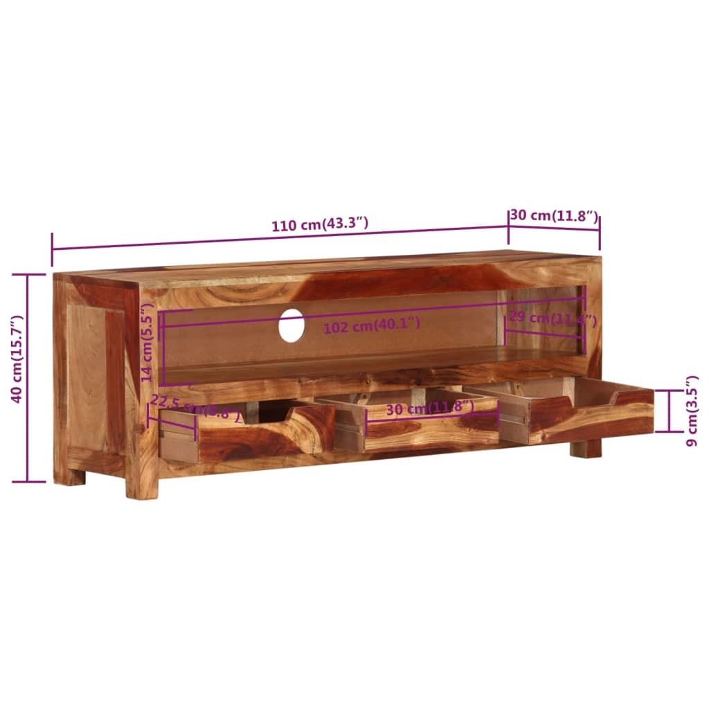 Tv-meubel 110x30x40 cm massief acaciahout
