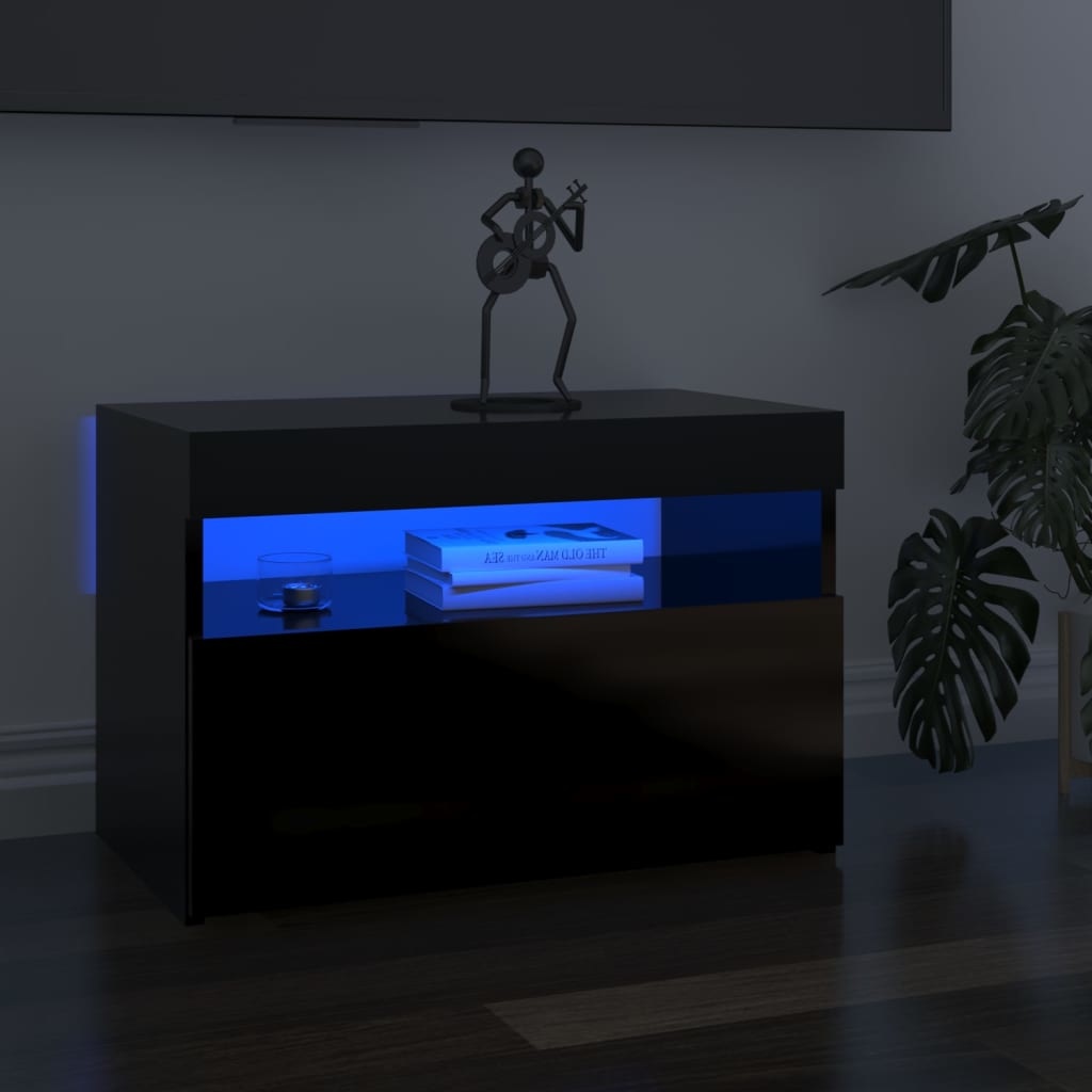 Tv-meubel met LED-verlichting 60x35x40 cm hoogglans zwart