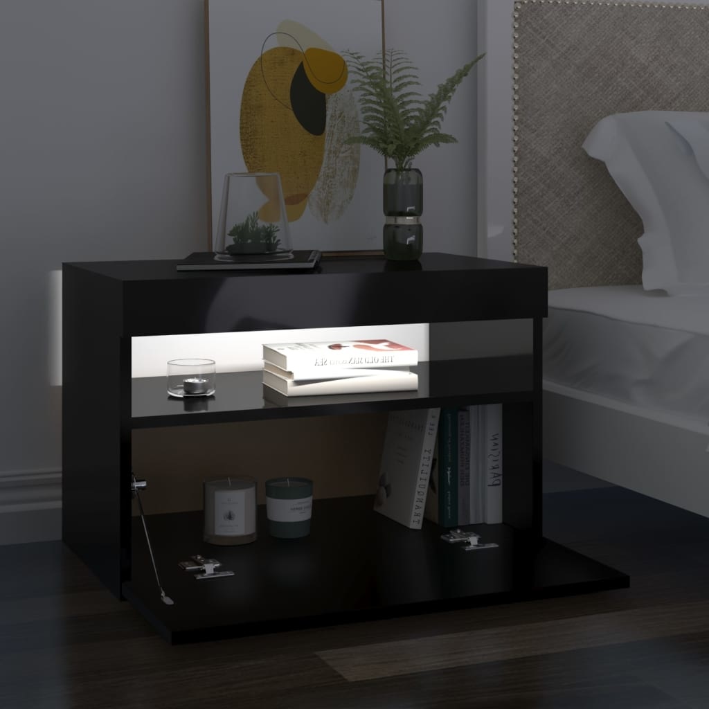 Tv-meubel met LED-verlichting 60x35x40 cm hoogglans zwart