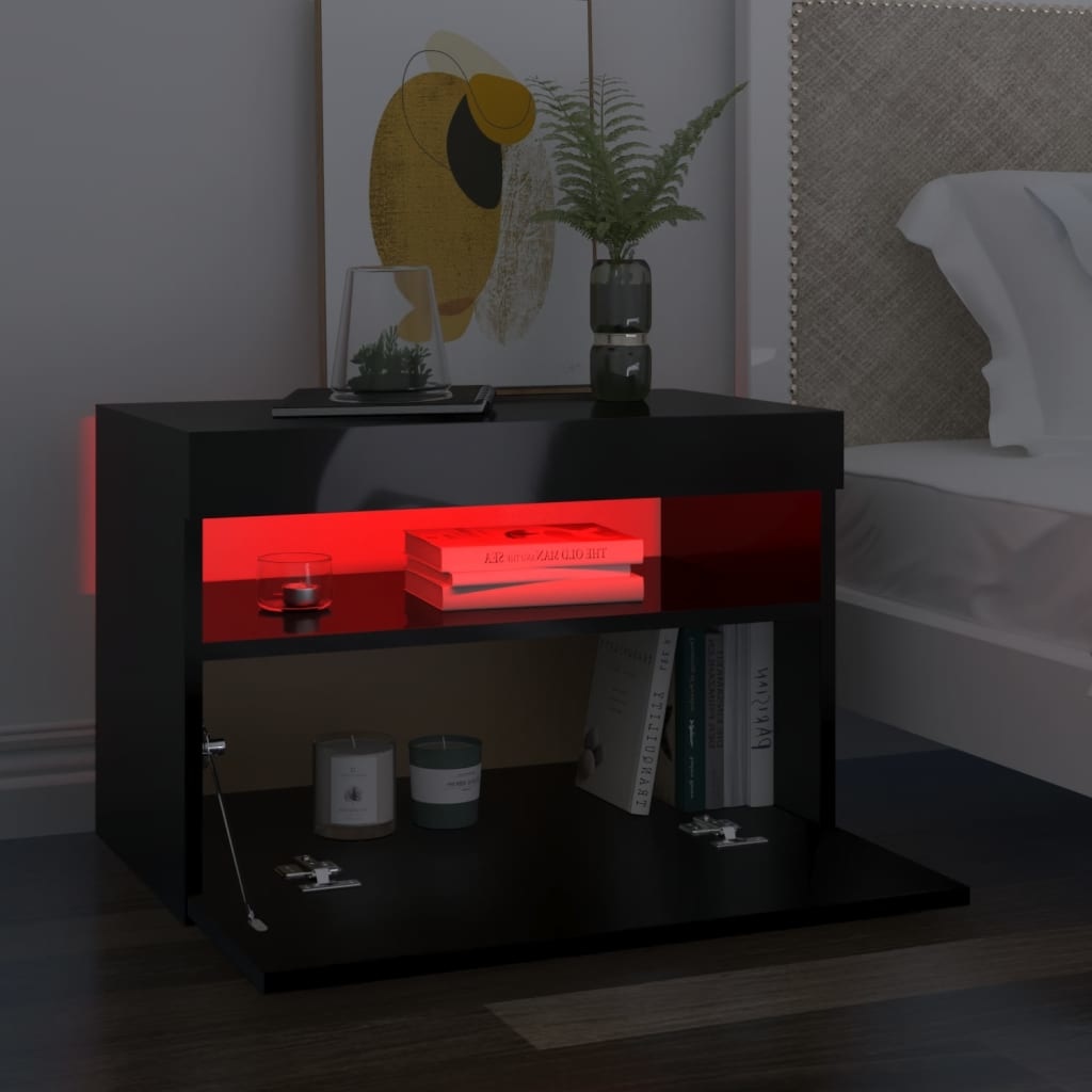 Tv-meubel met LED-verlichting 60x35x40 cm hoogglans zwart