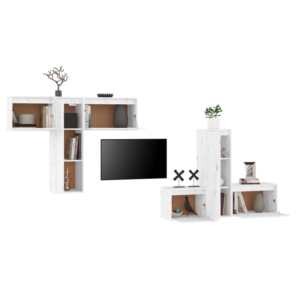 Tv-meubelen 6 st massief grenenhout wit