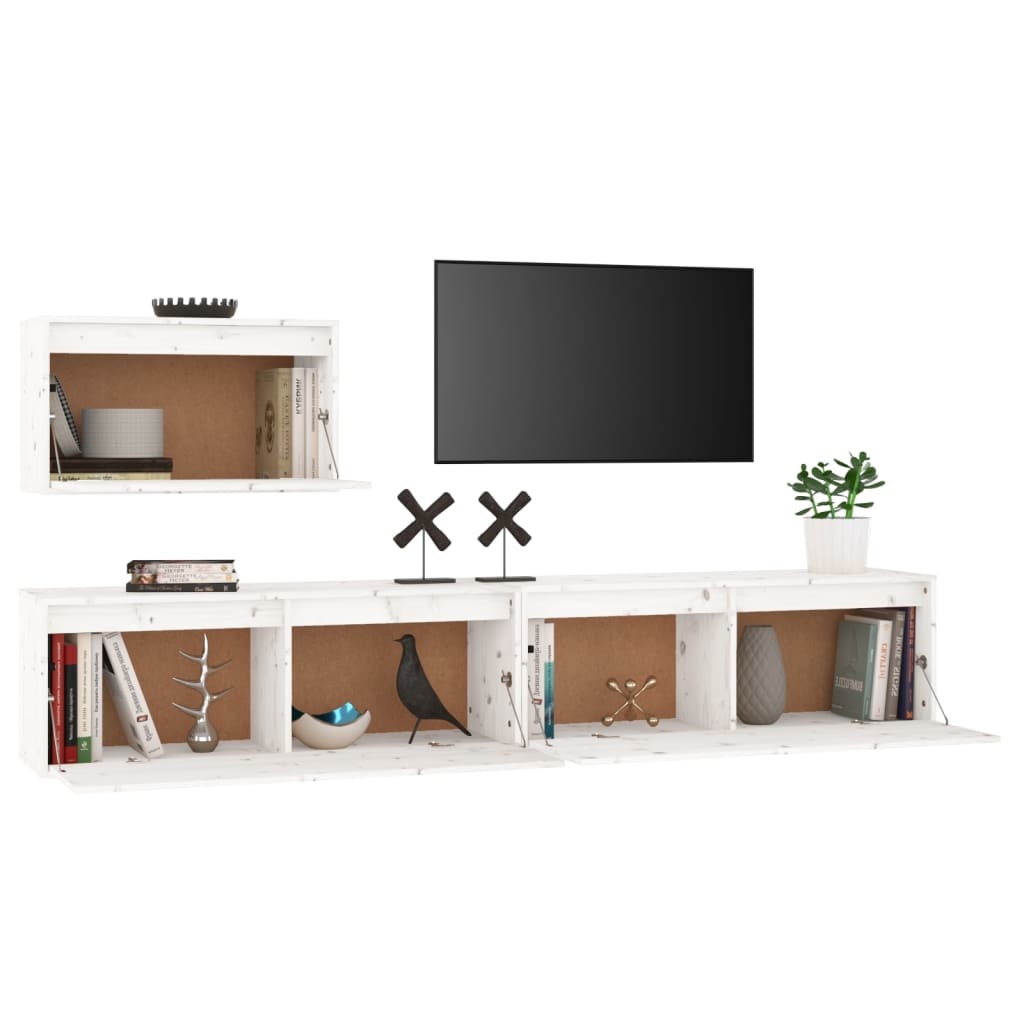 Tv-meubelen 3 st massief grenenhout wit