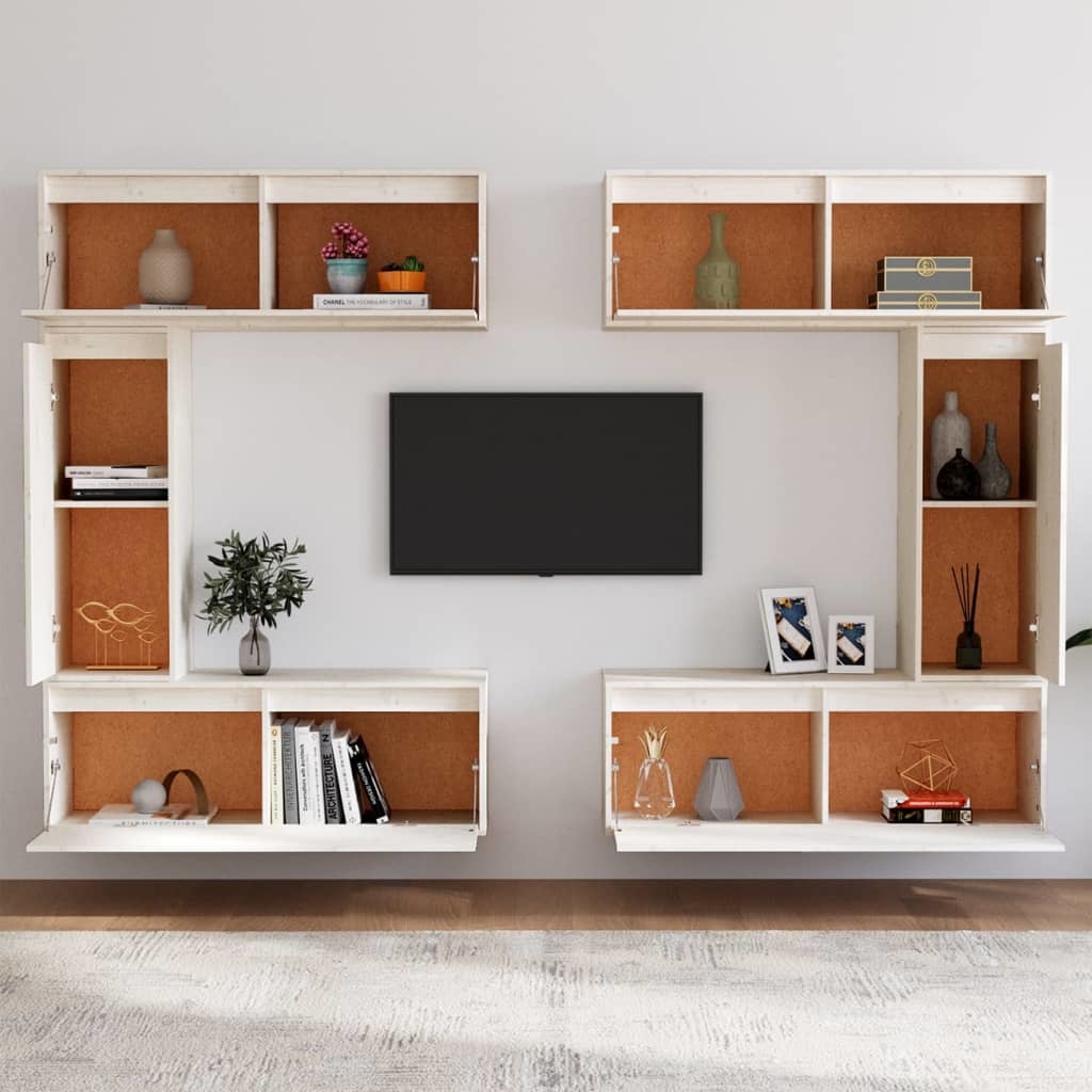 Tv-meubelen 6 st massief grenenhout wit
