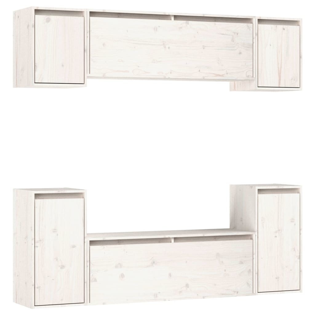 Tv-meubelen 6 st massief grenenhout wit