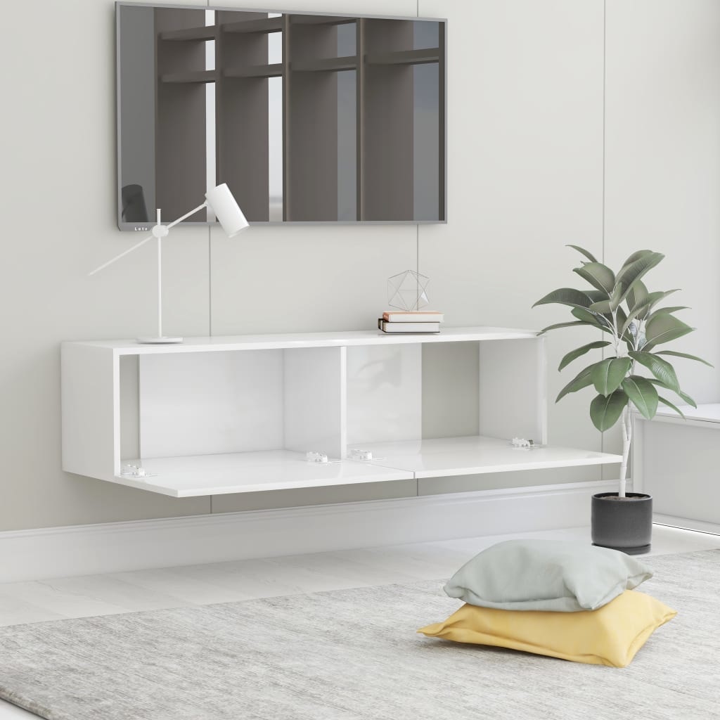 Tv-meubel 120x30x30 cm bewerkt hout hoogglans wit