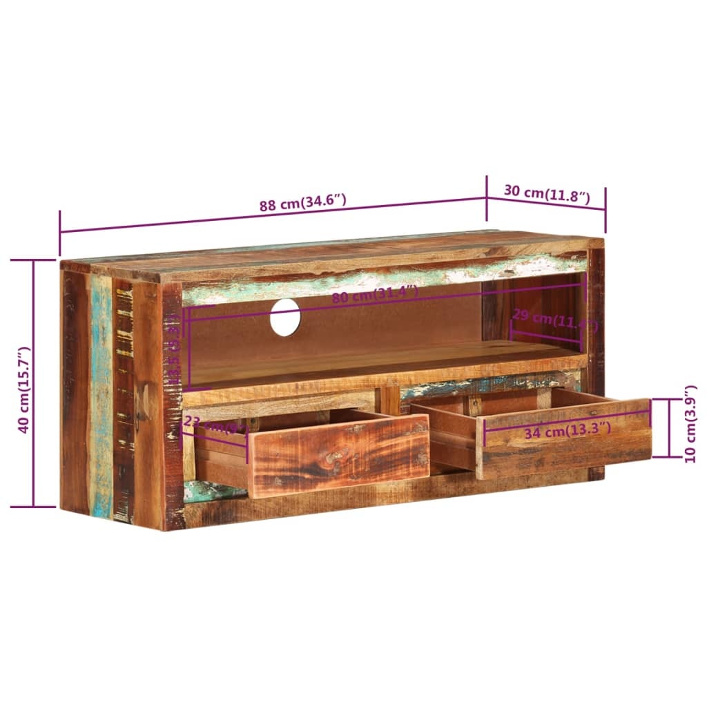 Tv-meubel 88x30x40 cm massief gerecycled hout