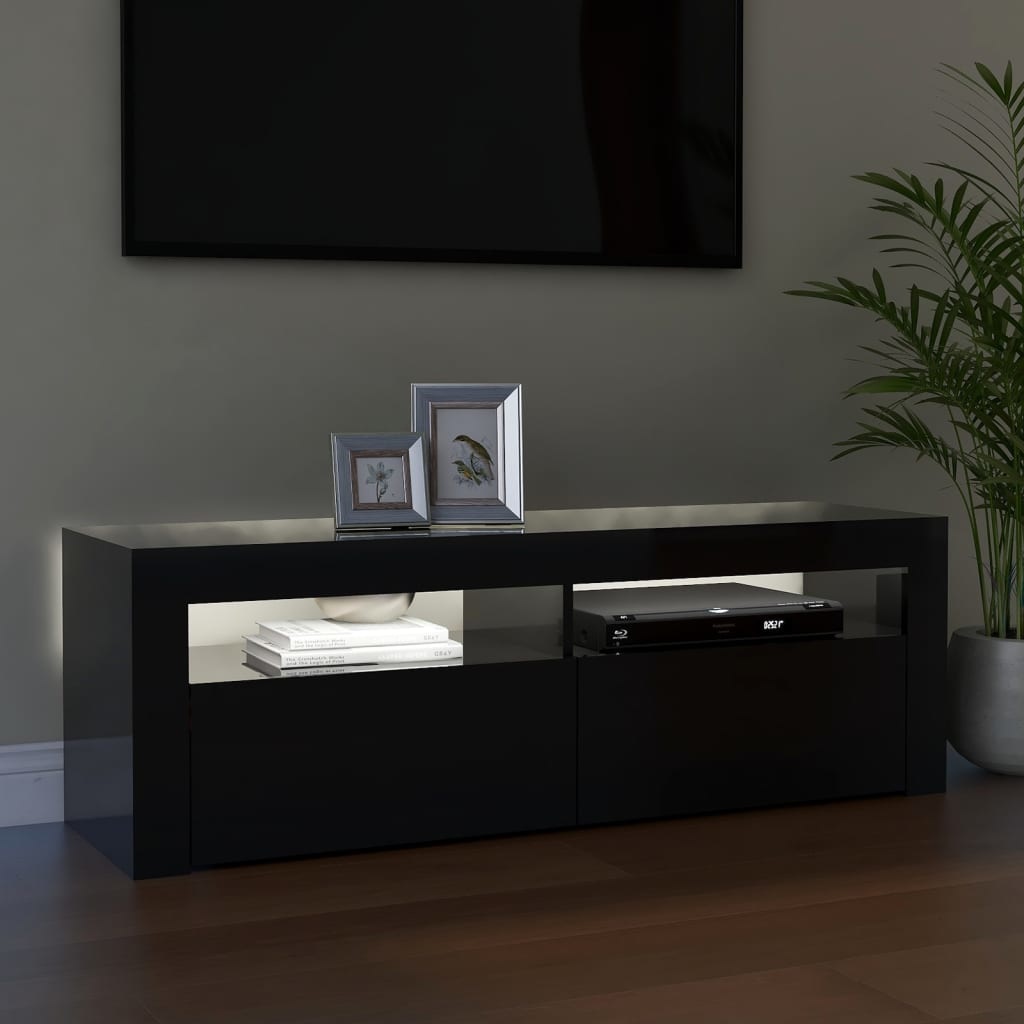 Tv-meubel met LED-verlichting 120x35x40 cm hoogglans zwart