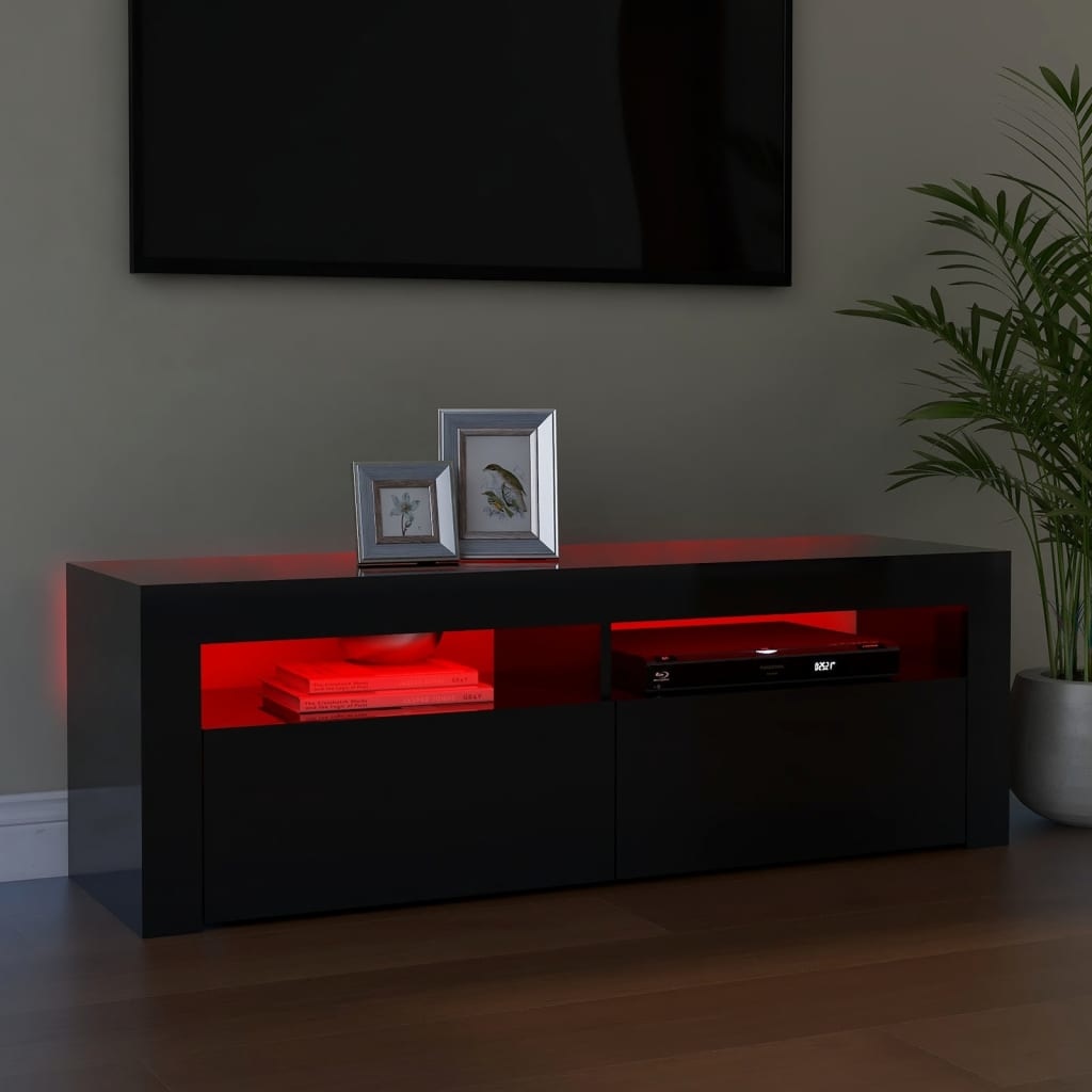 Tv-meubel met LED-verlichting 120x35x40 cm hoogglans zwart