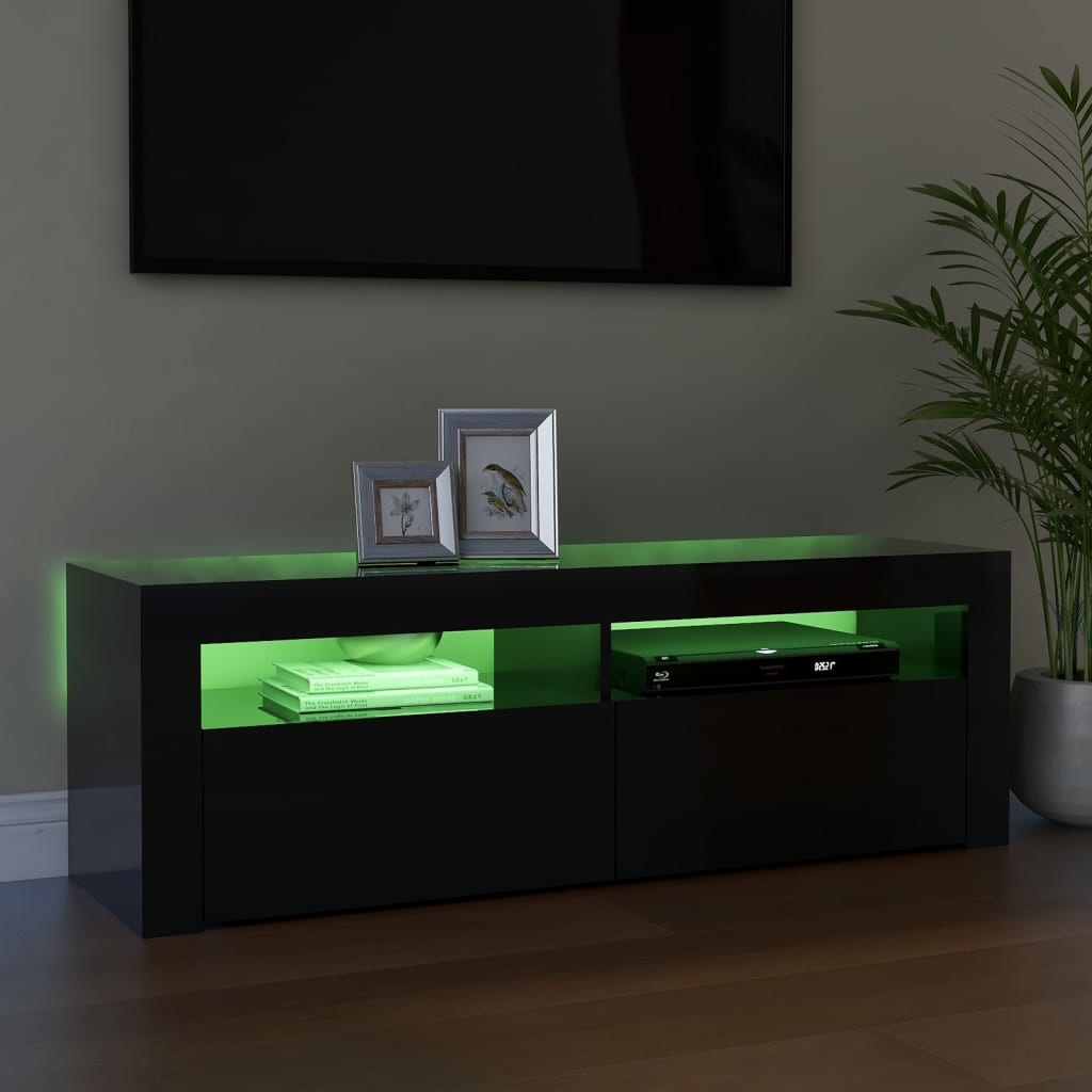 Tv-meubel met LED-verlichting 120x35x40 cm hoogglans zwart