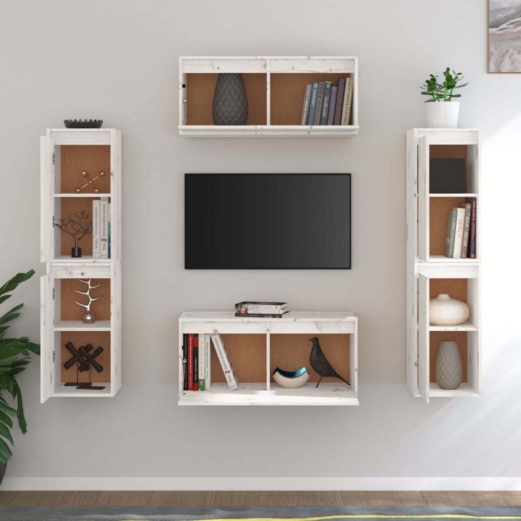 Tv-meubelen 6 st massief grenenhout wit