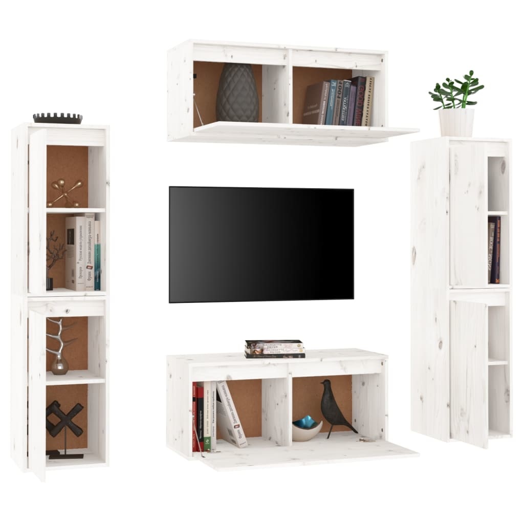 Tv-meubelen 6 st massief grenenhout wit