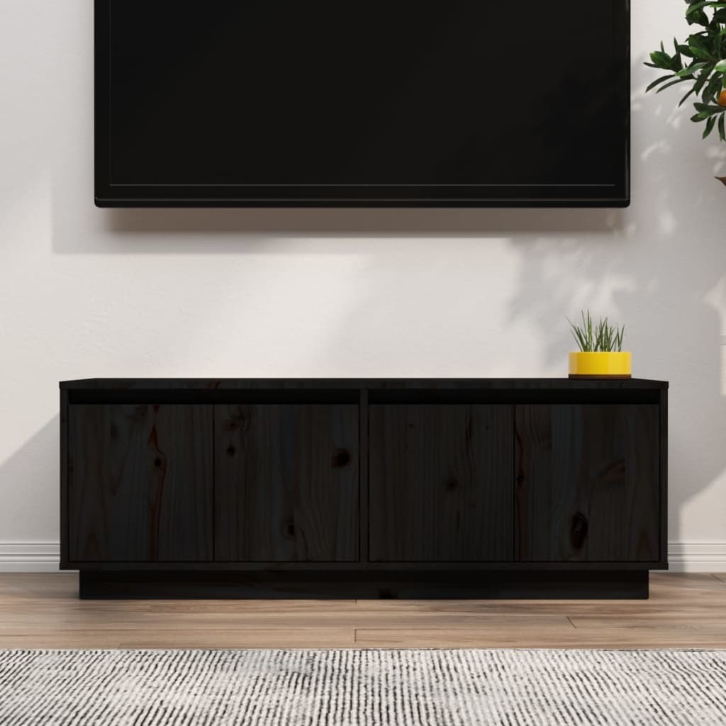 Tv-meubel 110x34x40 cm massief grenenhout zwart