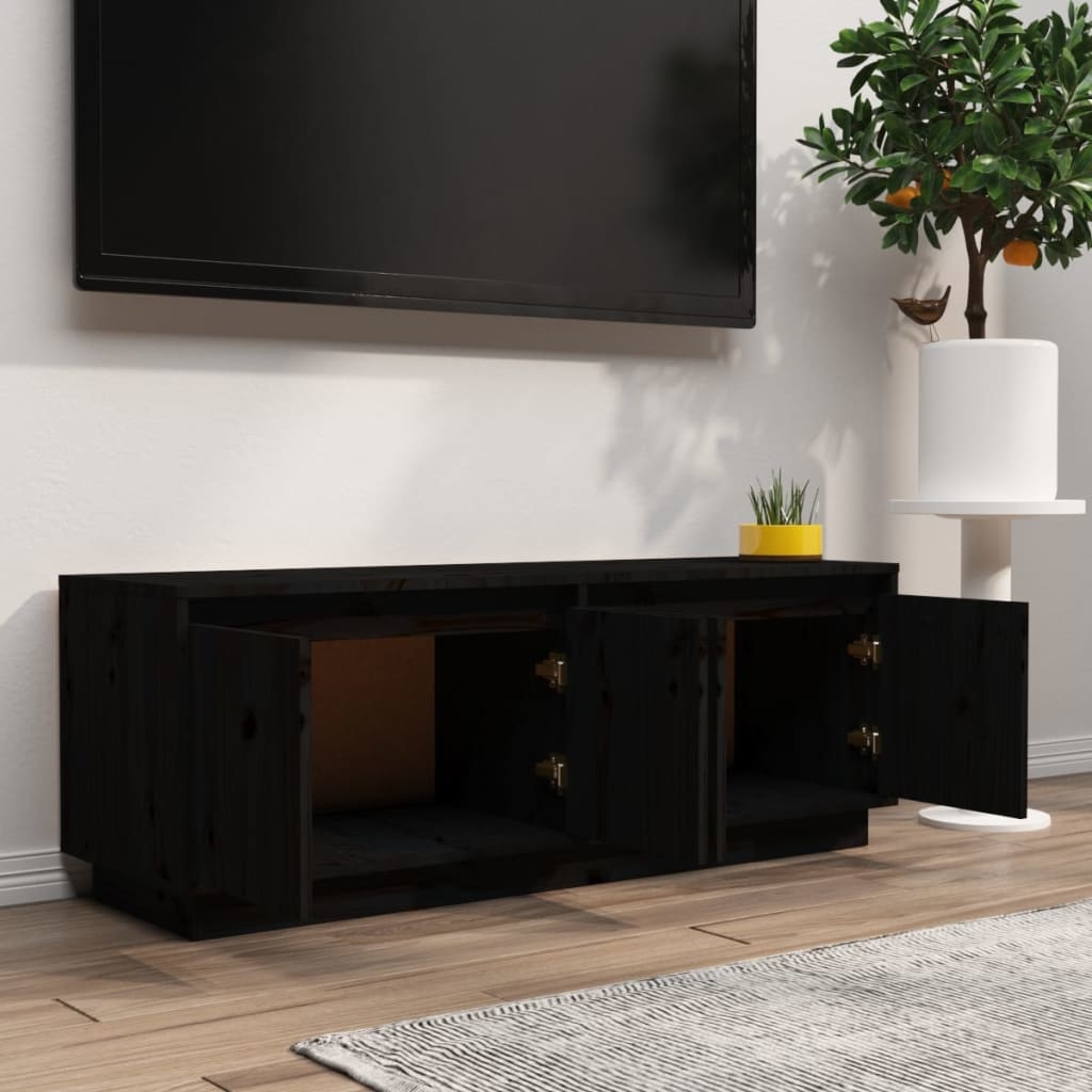 Tv-meubel 110x34x40 cm massief grenenhout zwart
