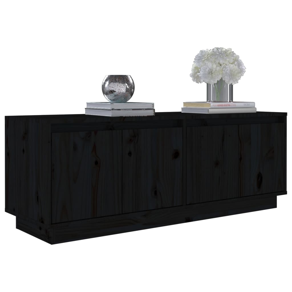 Tv-meubel 110x34x40 cm massief grenenhout zwart