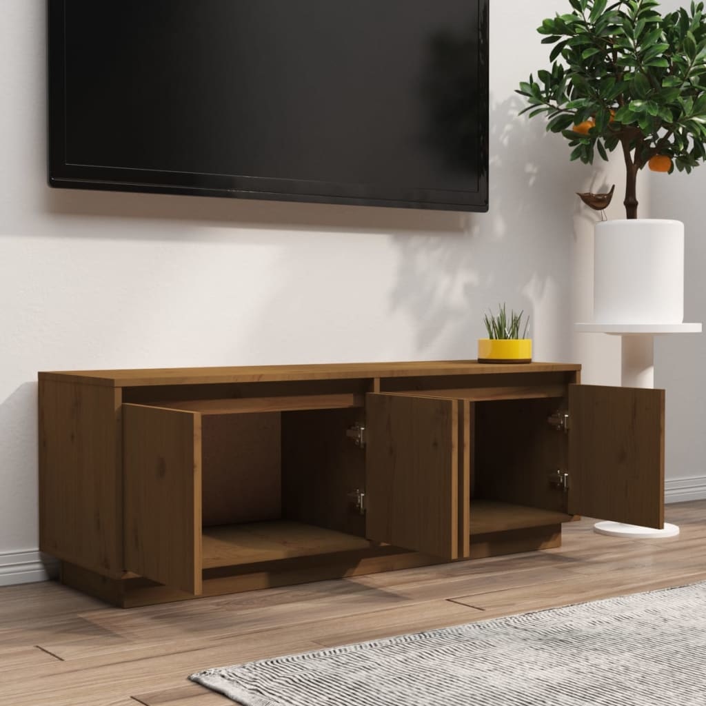 Tv-meubel 110x34x40 cm massief grenenhout honingbruin