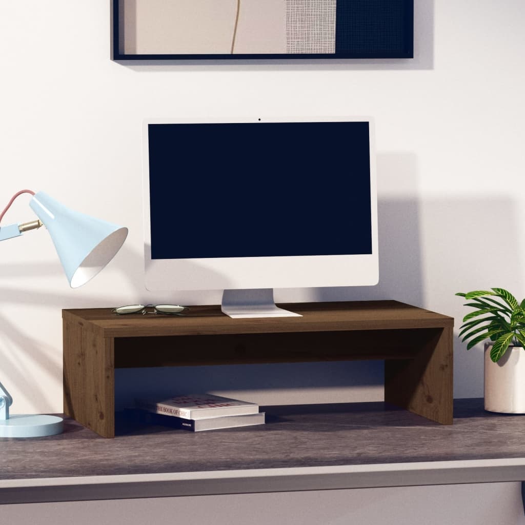 Monitorstandaard 50x27x15 cm massief grenenhout honingbruin