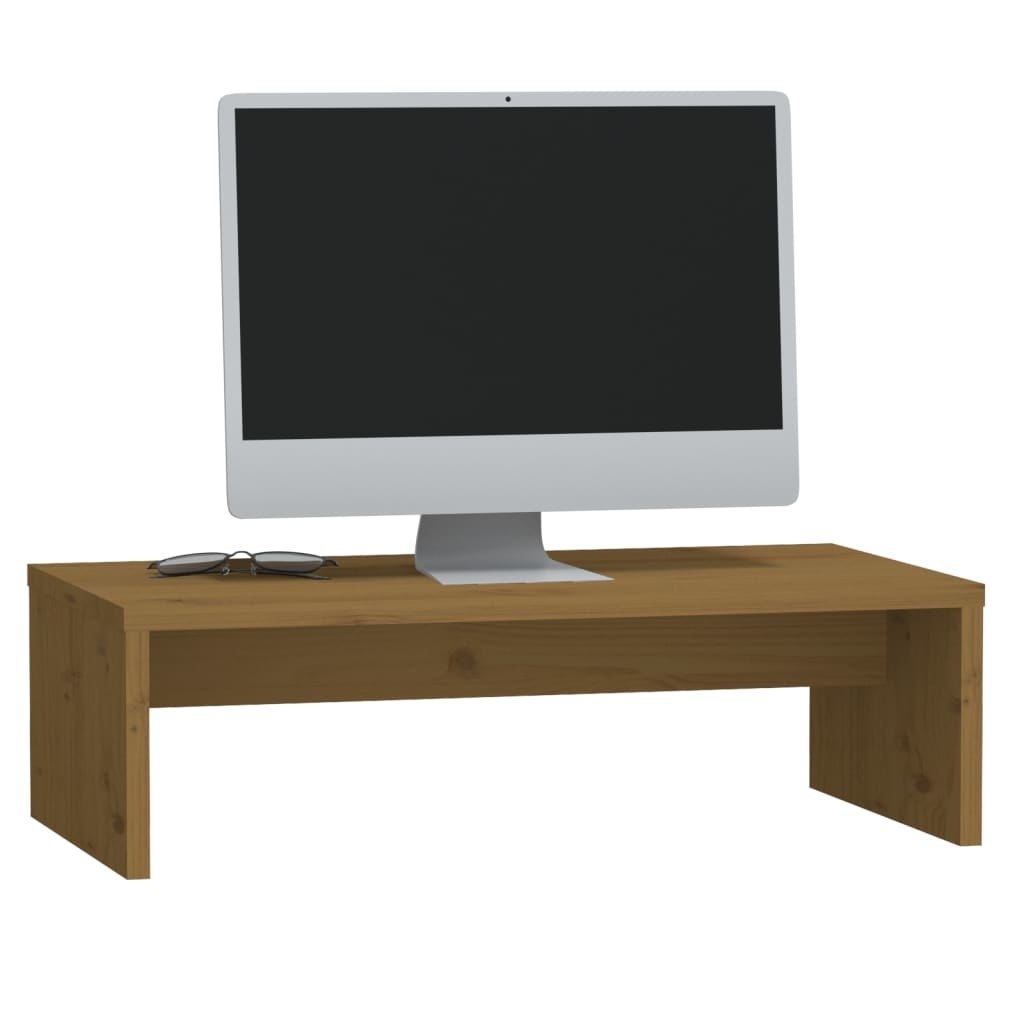 Monitorstandaard 50x27x15 cm massief grenenhout honingbruin