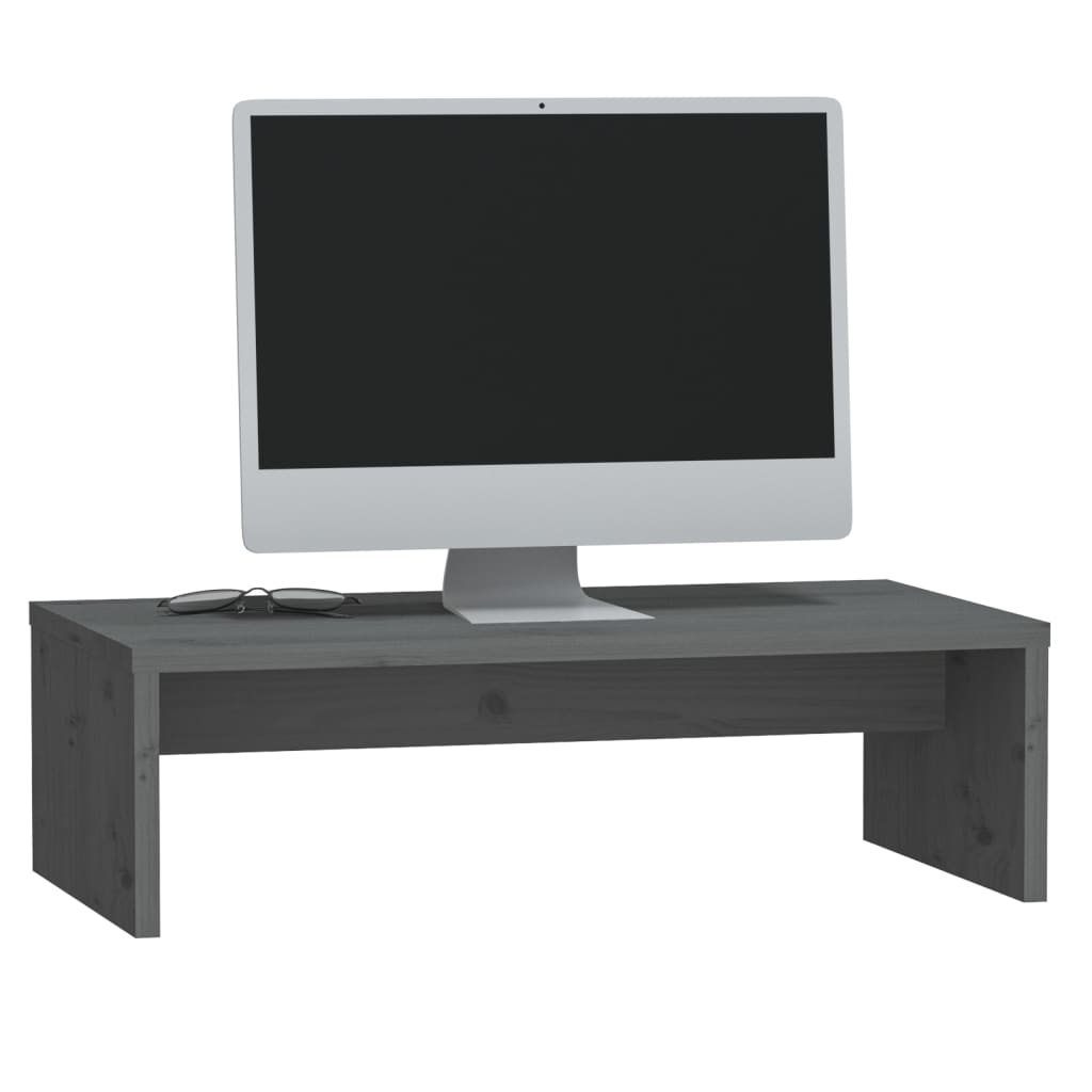 Monitorstandaard 50x27x15 cm massief grenenhout grijs