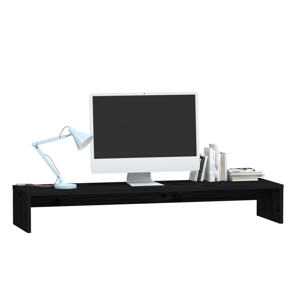Monitorstandaard 100x27x15 cm massief grenenhout zwart