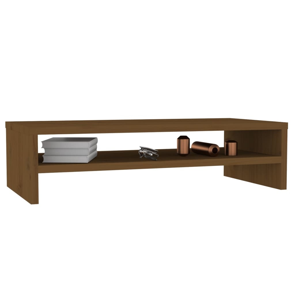 Monitorstandaard 50x24x13 cm massief grenenhout honingbruin