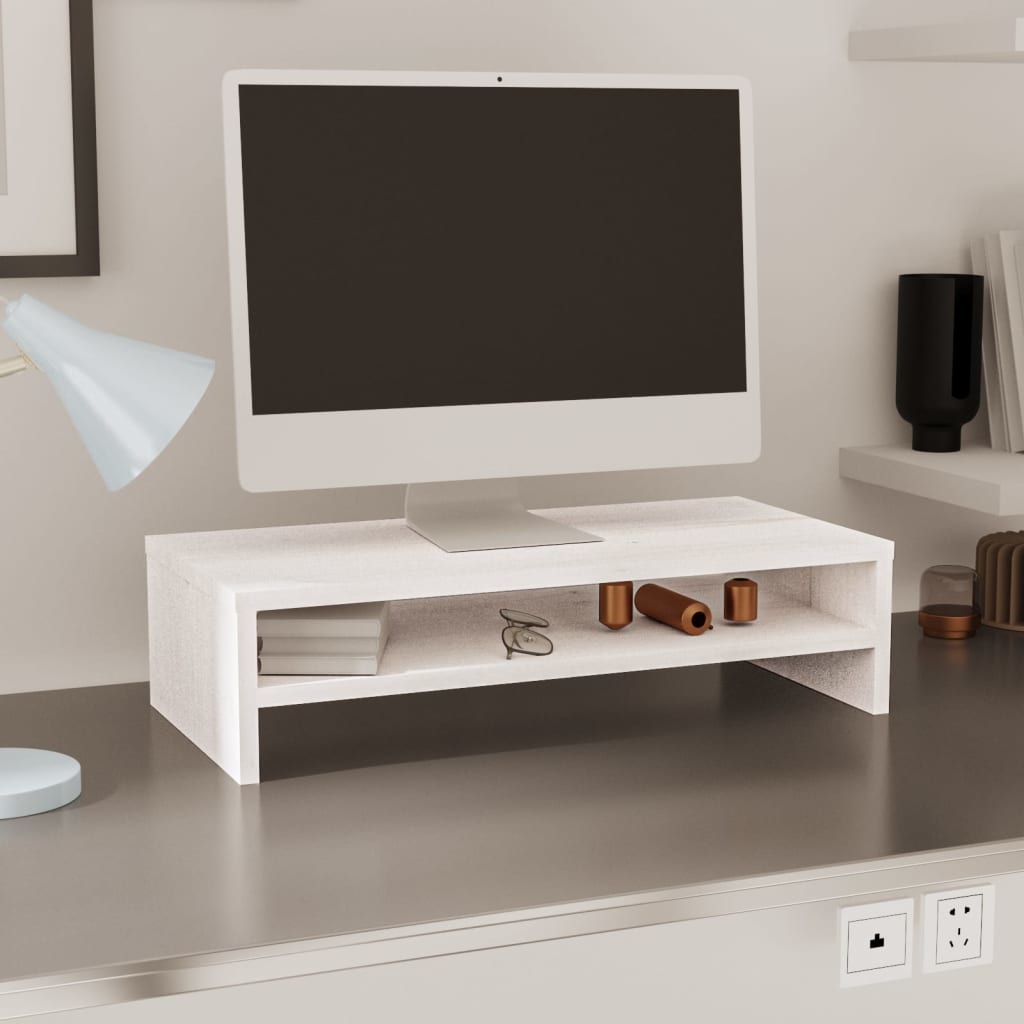 Monitorstandaard 50x24x13 cm massief grenenhout wit