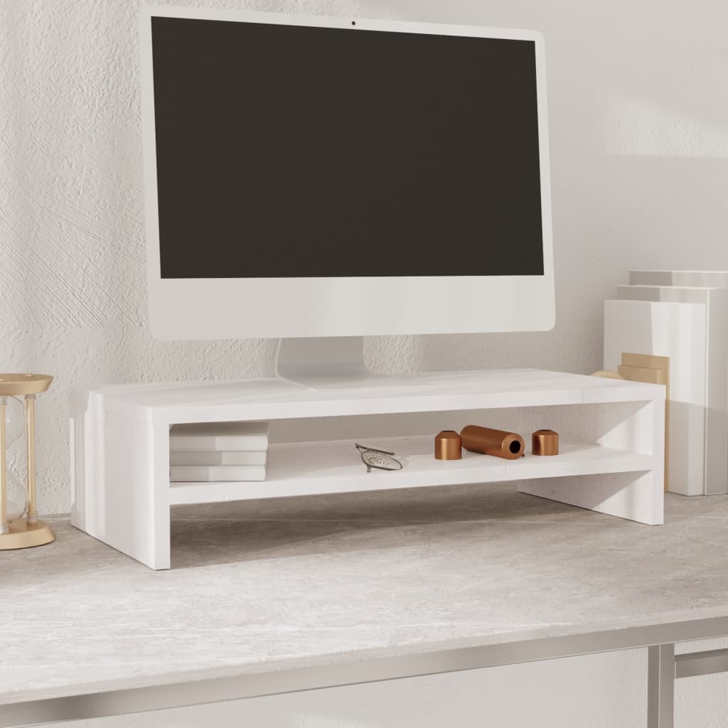Monitorstandaard 50x24x13 cm massief grenenhout wit