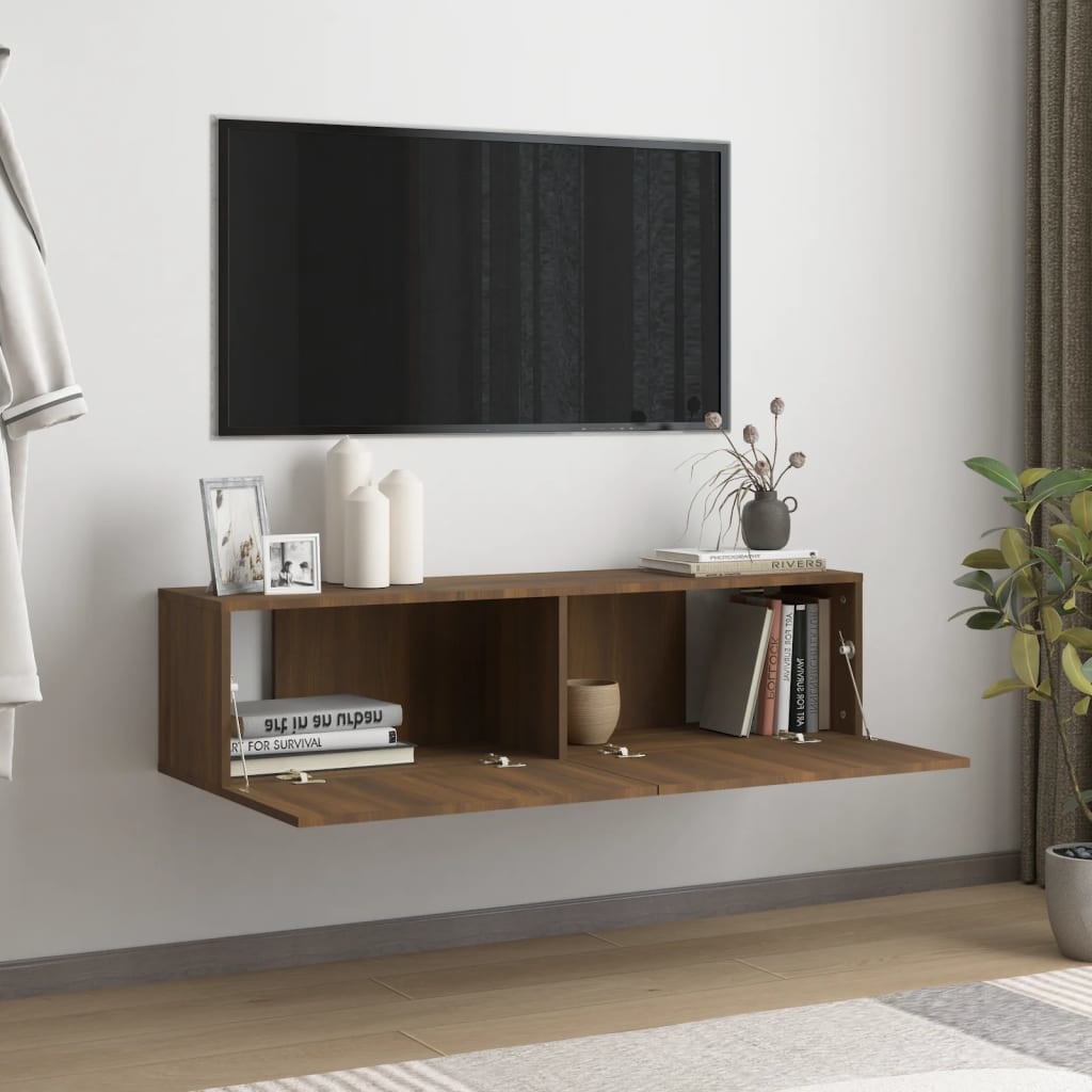 Tv-wandmeubel 120x30x30 cm bewerkt hout bruineikenkleurig