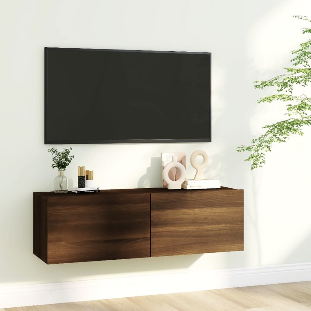 Tv-wandmeubel 100x30x30 cm bewerkt hout bruineikenkleurig