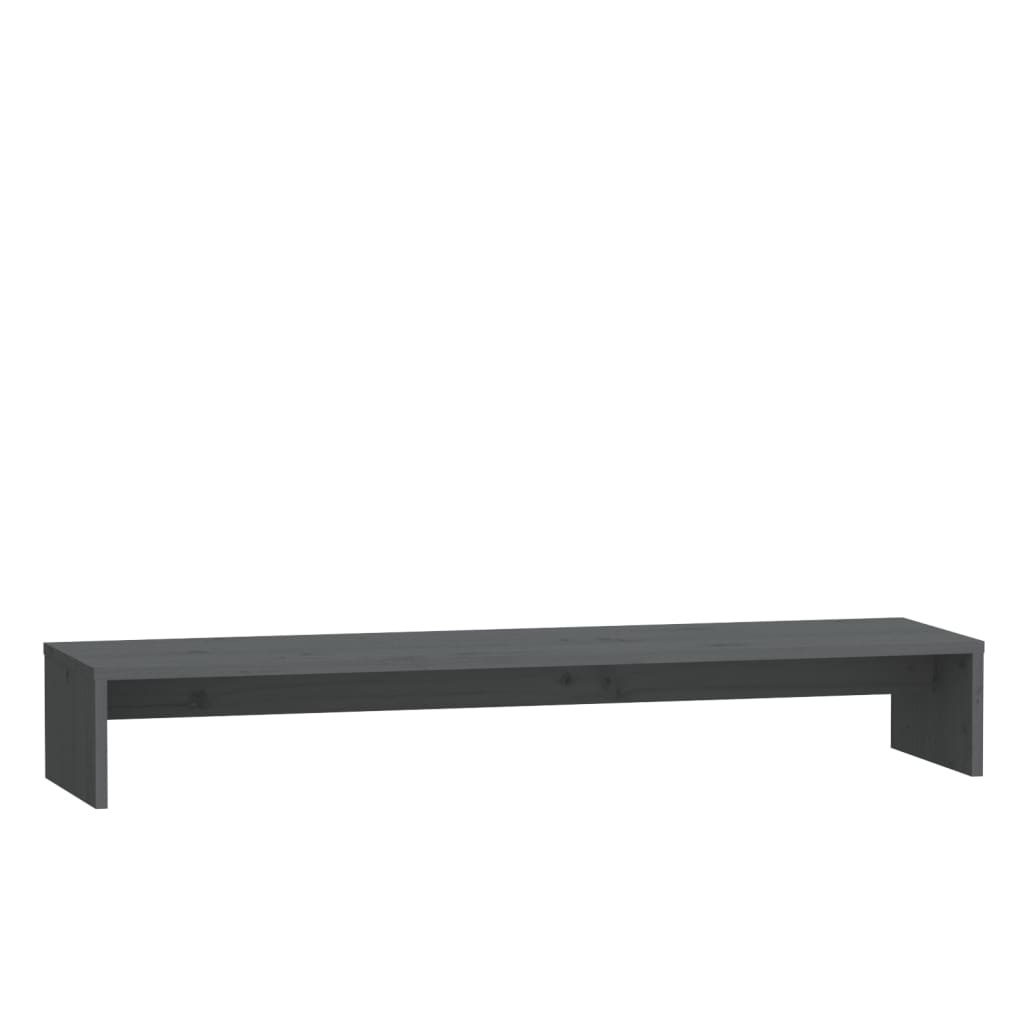 Monitorstandaard 100x27x15 cm massief grenenhout grijs