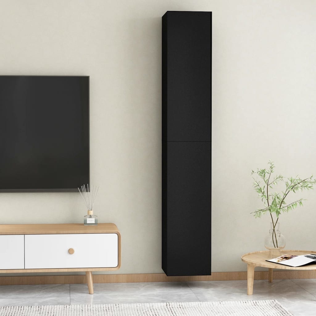 Tv-meubelen 2 st 30,5x30x90 cm spaanplaat zwart