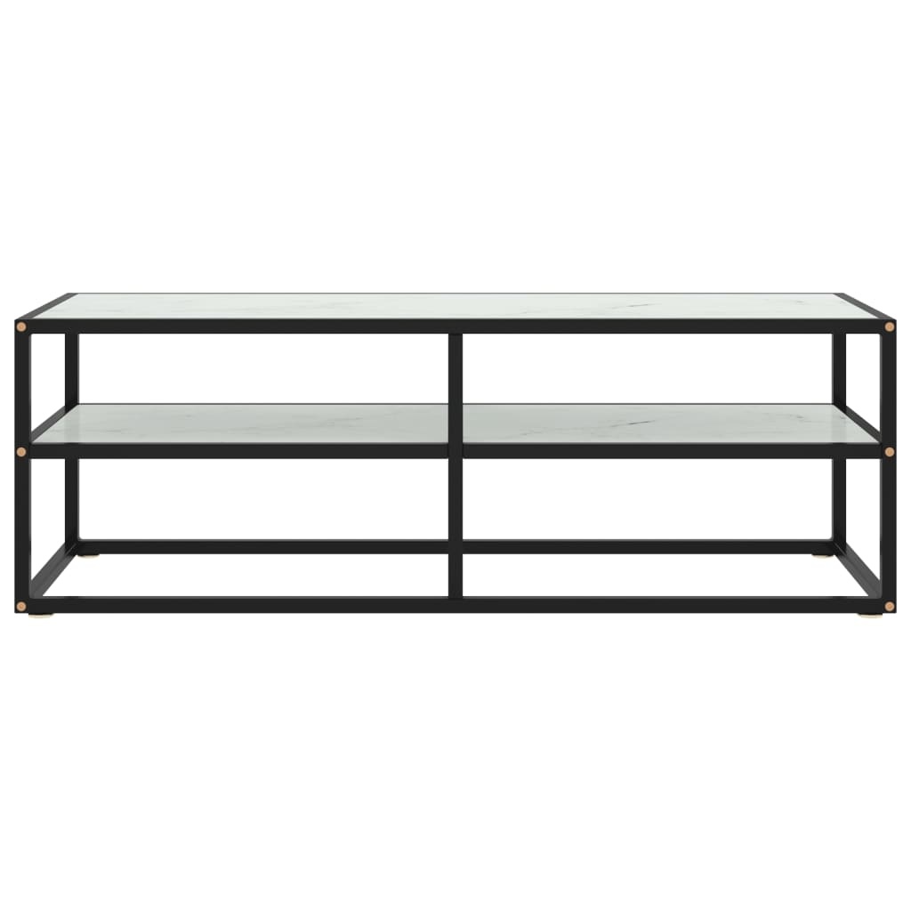 Tv-meubel met wit marmerglas 120x40x40 cm zwart
