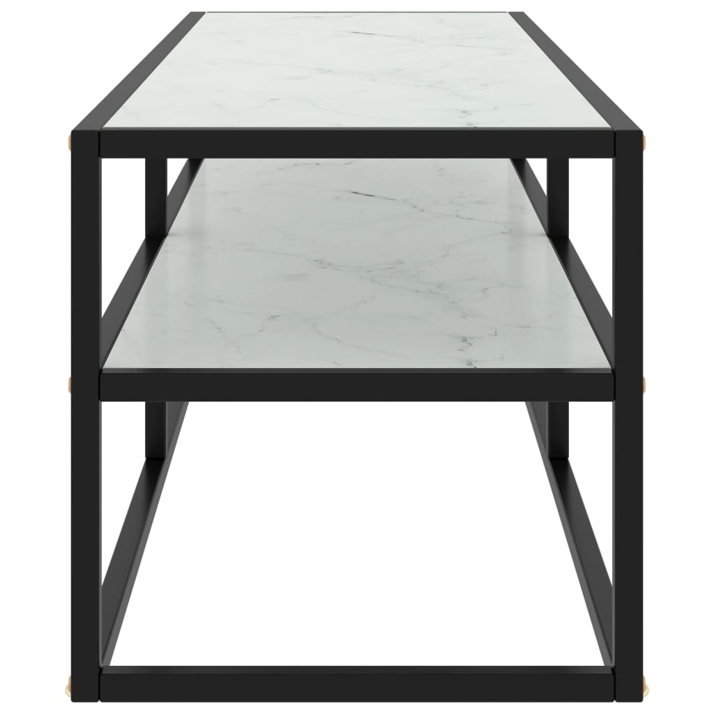 Tv-meubel met wit marmerglas 120x40x40 cm zwart