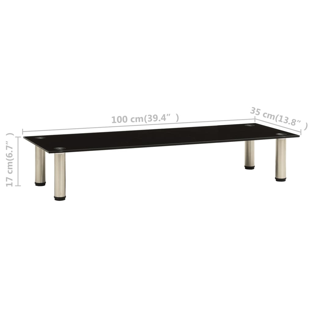 Tv-meubel 100x35x17 cm gehard glas zwart